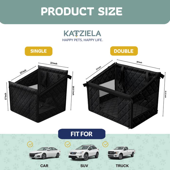 Katziela - Wholesale Pet Carrier - Dog - Katziela Single Dog Back Seat Cover Waterproof Quilted 1