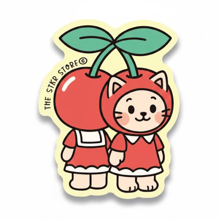 KoroKoroPoko Kirschkatze Texturierte Aufkleber für den Großhandel von the stkr store