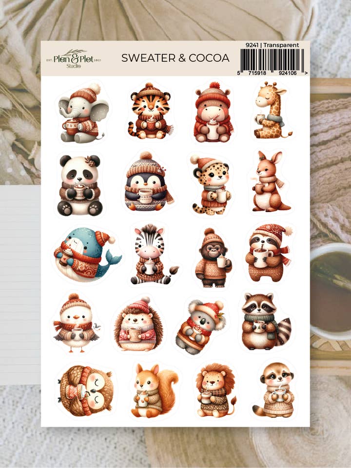 Sweater & cocoa | Stickers for wholesale by Plan & Plot Studio
