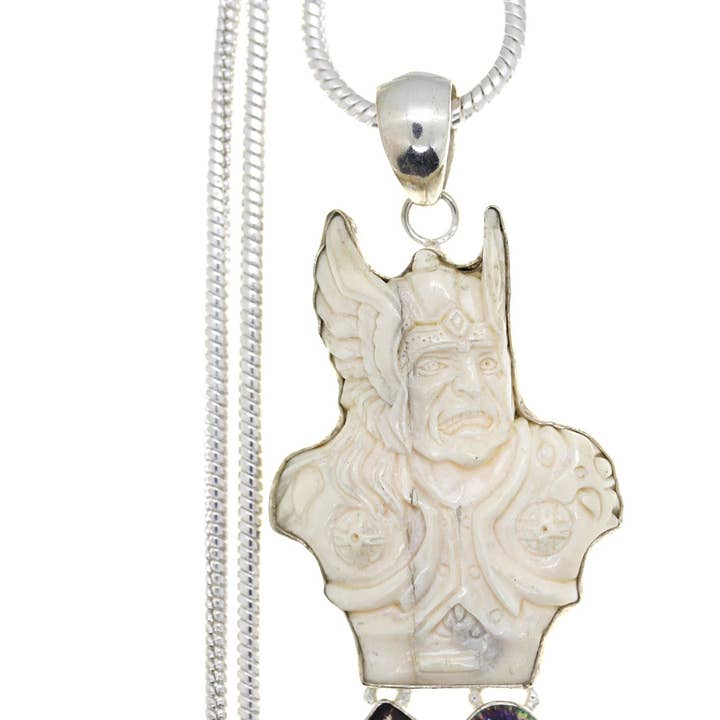 Thor Carving sølv vedhæng & kæde P3910 for engroshandel hos SARAH DESIGNS JEWELRY