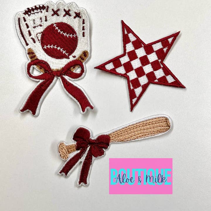 Baseball Trio Bundle, baseball patches, softball patches for wholesale by Aloe and Milk Boutique
