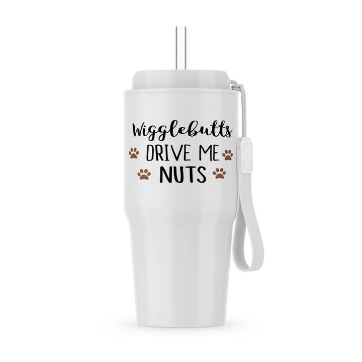 3dRose - Wholesale Insulated Mug/Tumbler - 3dRose, Wigglebutts Drive Me Nuts - cute dog wiggle butt nickname - pet love, Tumbler