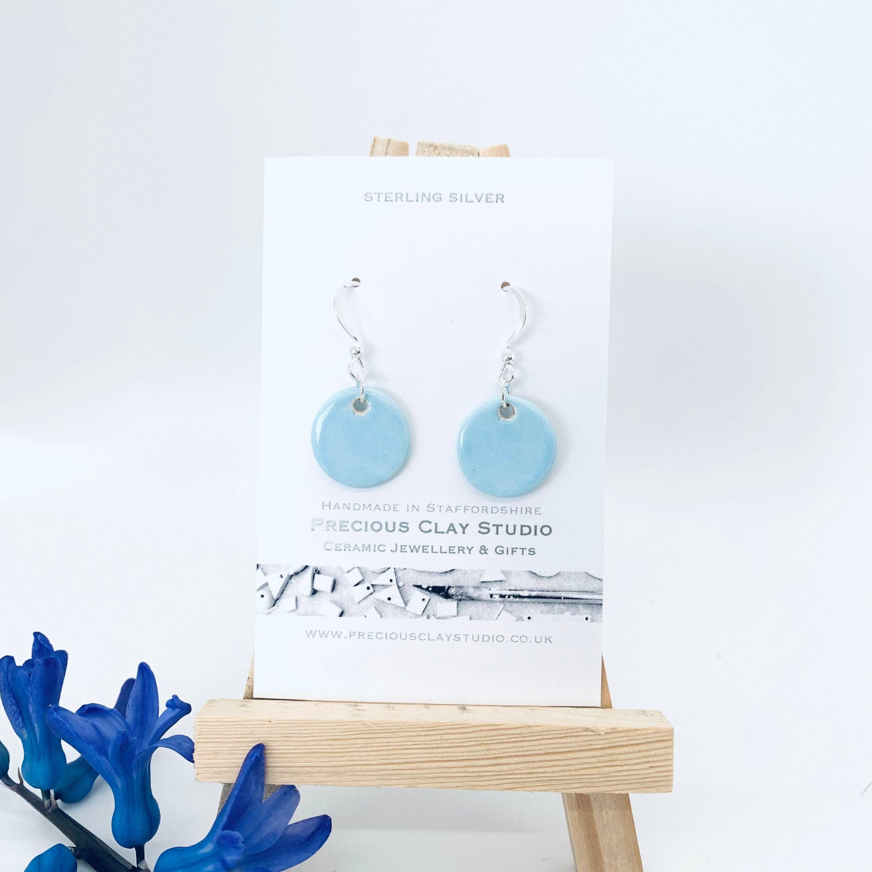 Precious Clay Studio - Wholesale Dangle Earrings - Blue Circle Earrings - Sterling Silver1