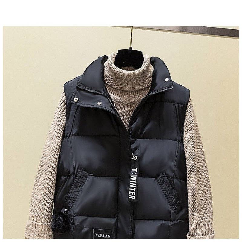 Plush Looks - Vente Veste sans manches – femme - Gilet court en coton à col montant0