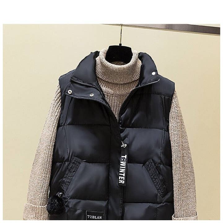 Plush Looks - Vente Veste sans manches – femme - Gilet court en coton à col montant