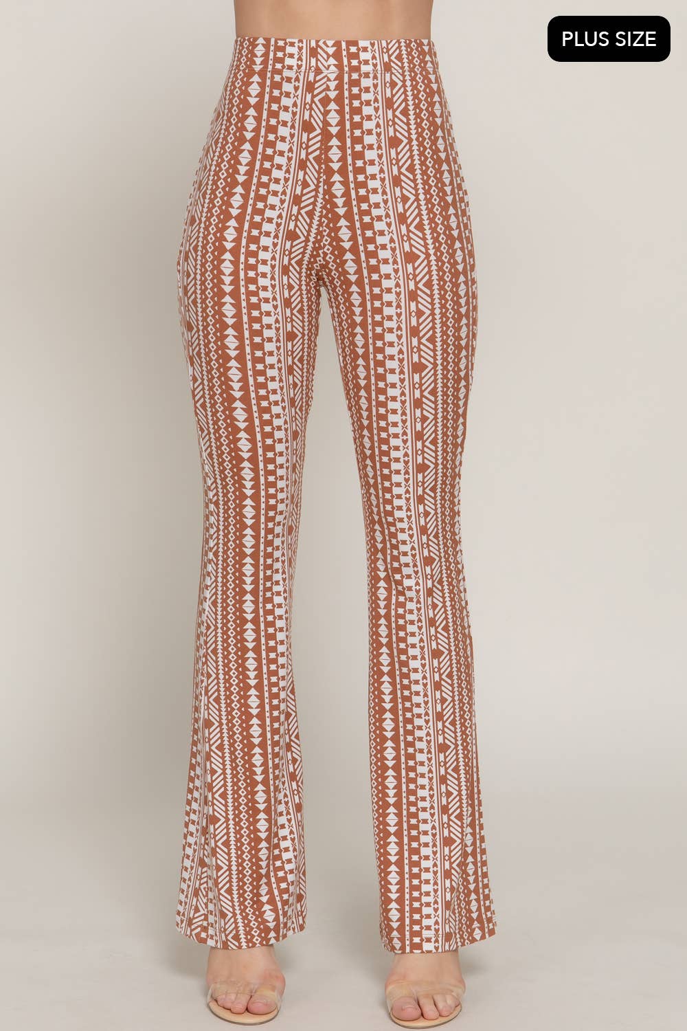 Active Basic | Active USA - Wholesale Pants - Women's - [PLUS SIZE] Waist Elastic Slim Flare Printed Pants6