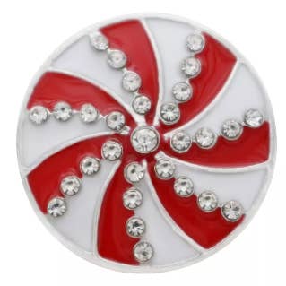 Christmas - Holiday - Winter - Peppermint Snap with Crystals for wholesale by Say It in A Snap Jewelry