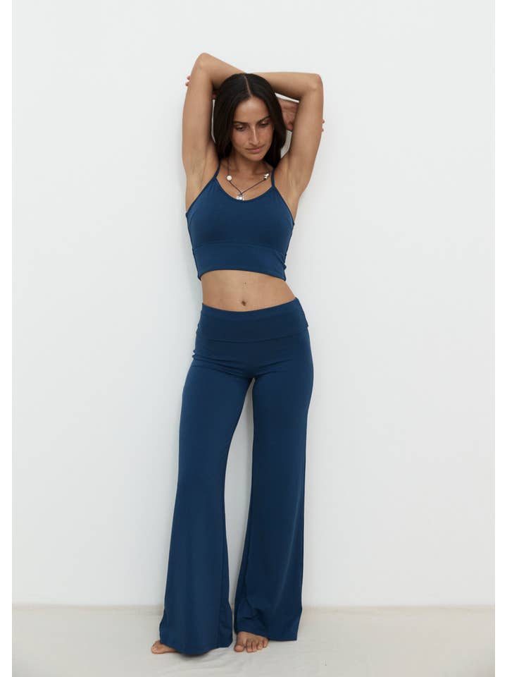 Pinky & Kamal - Wholesale Pants - Women's - Full Length Yin Flare - Indigo - Organic Cotton/Bamboo