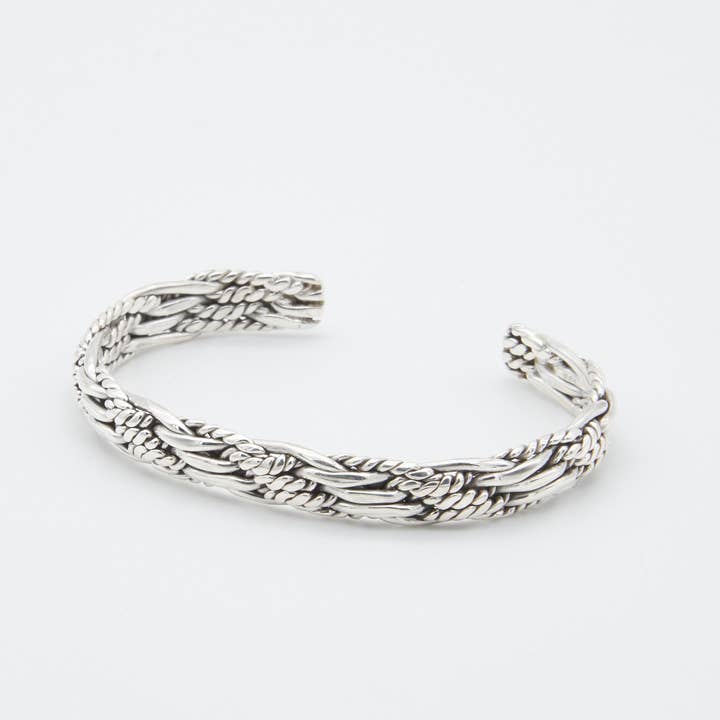 Smooth and Rope Sterling Silver Cuff for wholesale by Renata Rubio 92.5