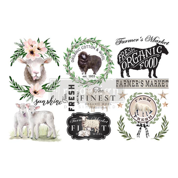 Refonte avec Prima Small Transfers Sweet Lamb, 15,2 x 30,5 cm pour la vente par Redesign with Prima