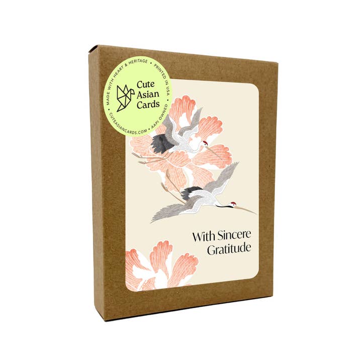 Cute Asian Cards - Wholesale Thank You Card - Crane & Peony 8 Assorted Thank You Greeting Cards | Gratitude Boxed Set5