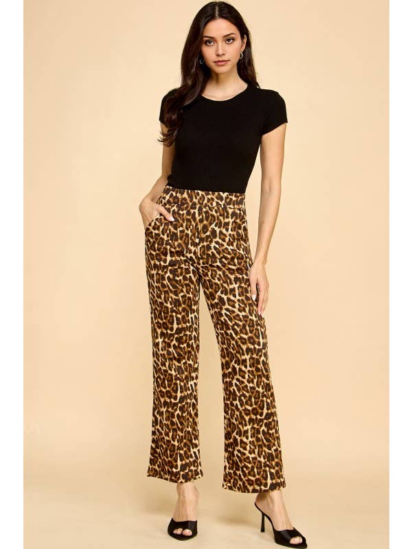 AS SHOWN SCUP18S-T LEOPARD PRINT STRAIGHT PANTS for wholesale on Faire