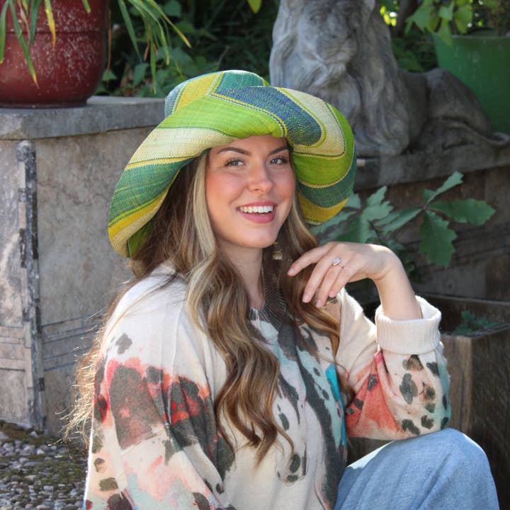 Shebobo - Wholesale Straw hat – women's - Monica 5" & 7" Wide Brim Stripe Packable Straw Sun Hats11