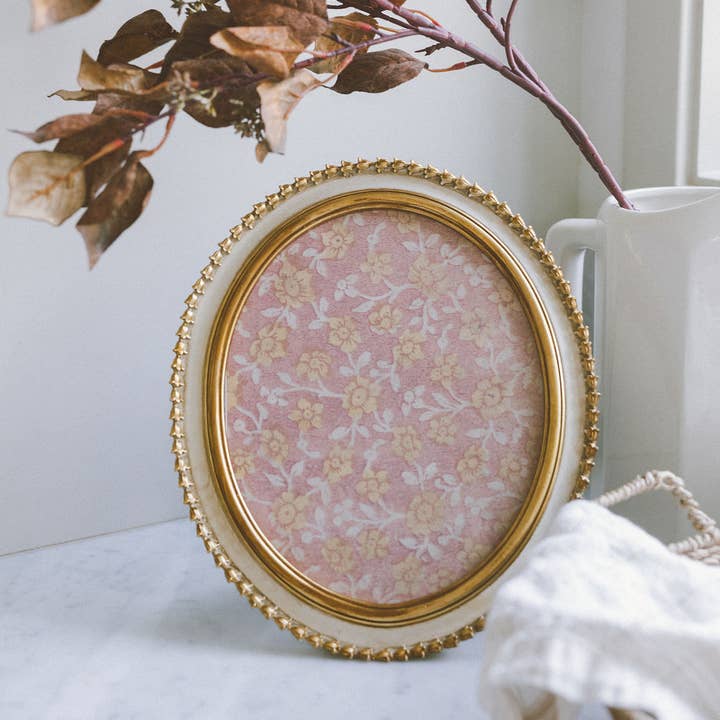 Petal Lane Home - Wholesale Picture Frame - Cream and Gold Oval Photo Frame