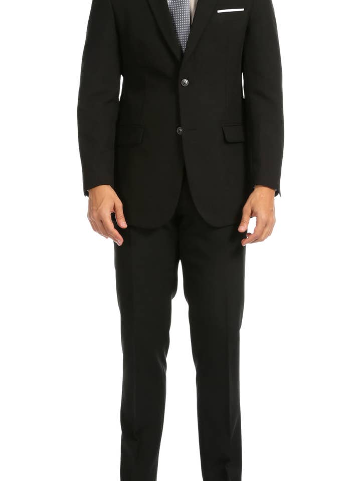 PL1969 Mens Black Regular Fit 2pc Suit Big & Tall Sizes for wholesale by Ferrecci
