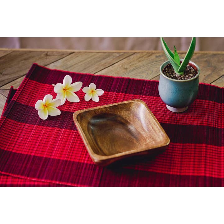 Håndværksfirkantet akacietræ skål for engroshandel hos Woodware&Co