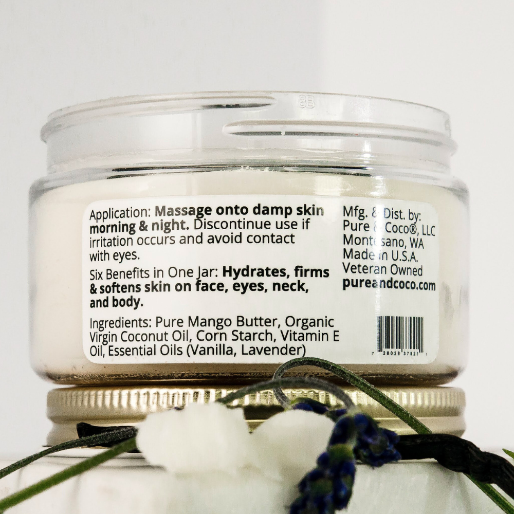 Pure & Coco | Organic Coconut Oil Face & Body Skincare - Wholesale Body Cream/Lotion - Flora Mango Butter Face & Body Crème for Dry Sensitive Skin7
