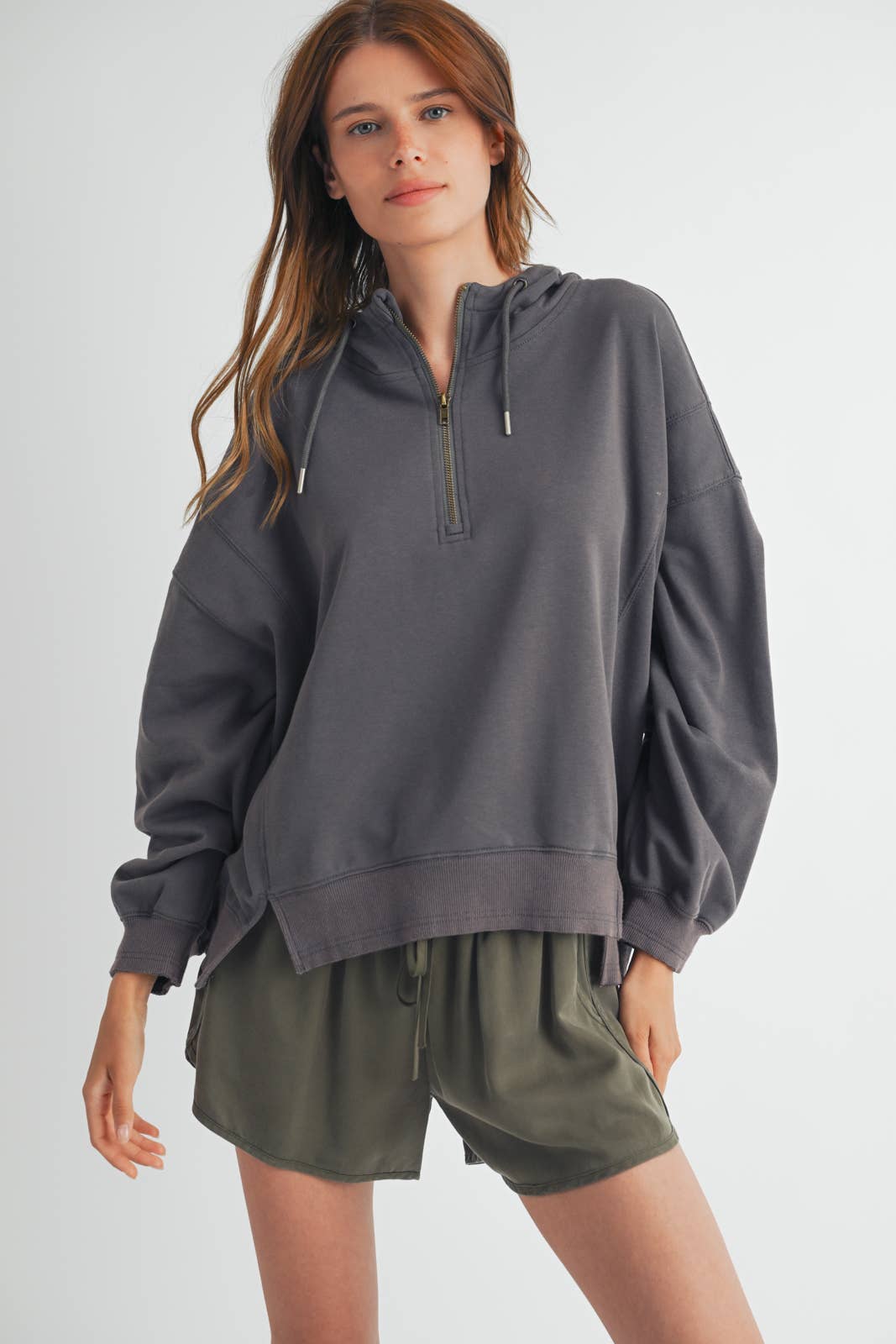 Wishlist Apparel - Vendita all'ingrosso Felpa con cappuccio - Donna - PULLOVER CON CAPPUCCIO CON MEZZA ZIP/WL24-92134