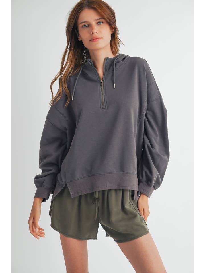 Wishlist Apparel - Wholesale Hoodie - Women's - HALF-ZIP HOODED PULLOVER / WL24-92134