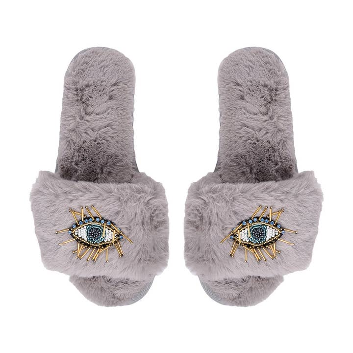 limlim - Wholesale Slippers - Women's - BEADED EVIL EYE SLIPPERS