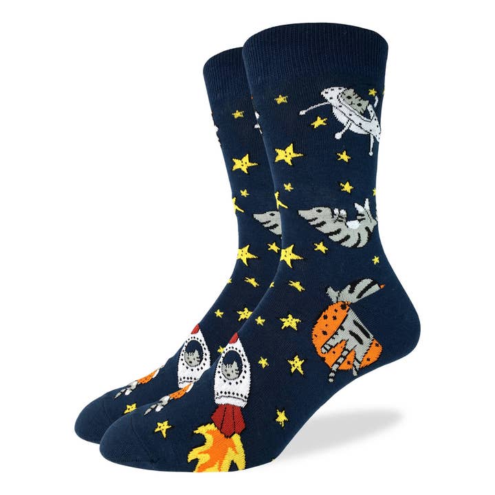 Good Luck Sock - Vente Chaussettes – homme - Chaussettes Chats de l'Espace pour Hommes Grandes Tailles