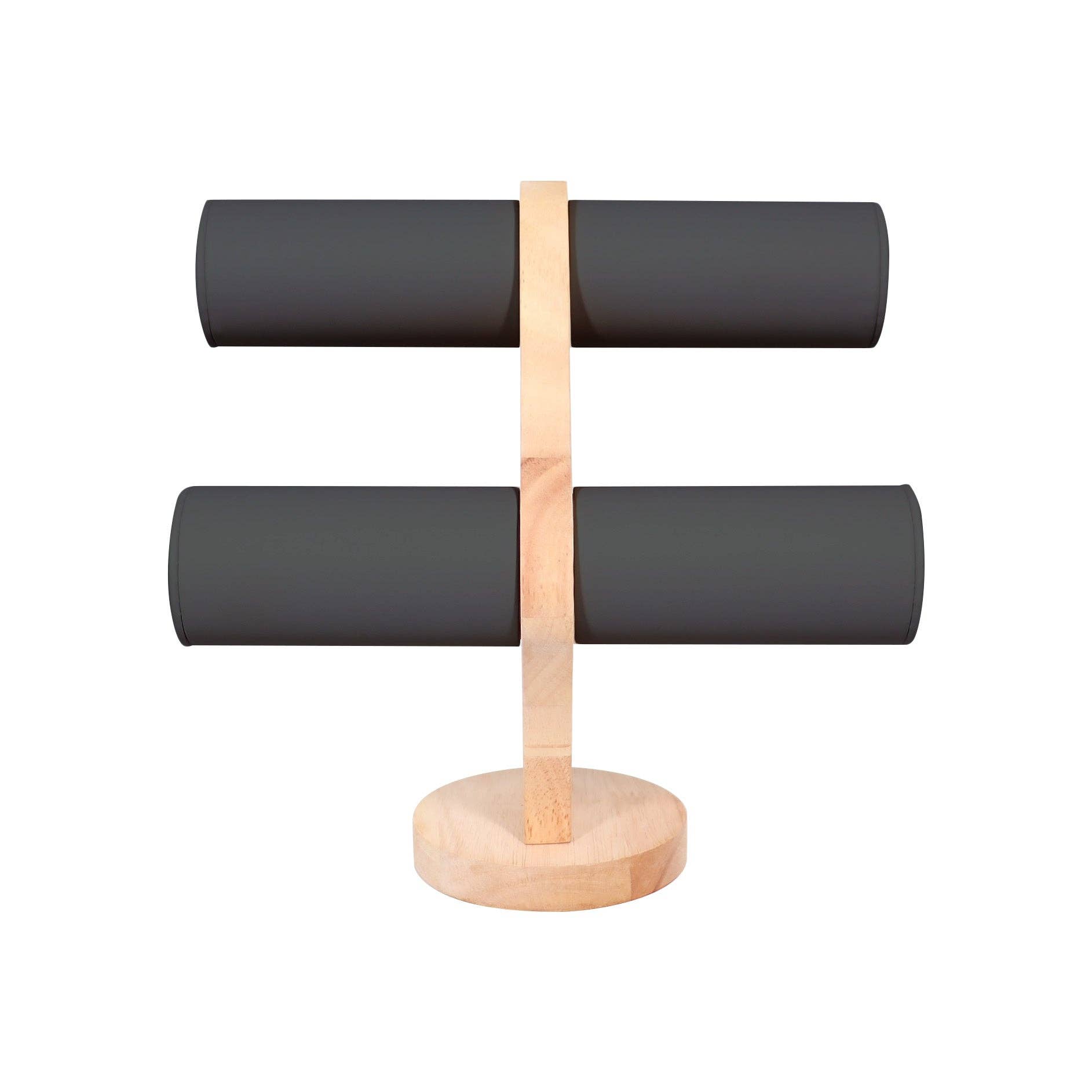 WJW – Engroshandel Smykkestativ og -display – Naturligt træ- og læderarmbåndsstativ med 2 niveauer1