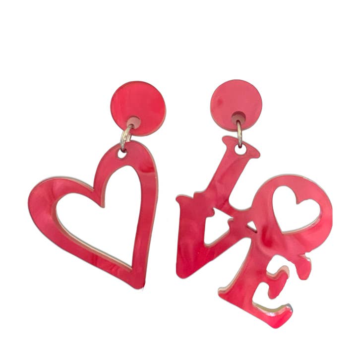 Love heart bengelen oorbellen voor wholesale door Sixfourteen