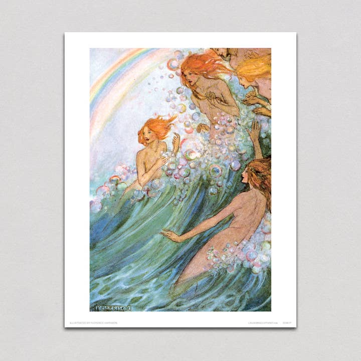 Des sirènes et un arc-en-ciel - Sirènes Print pour la vente par Laughing Elephant