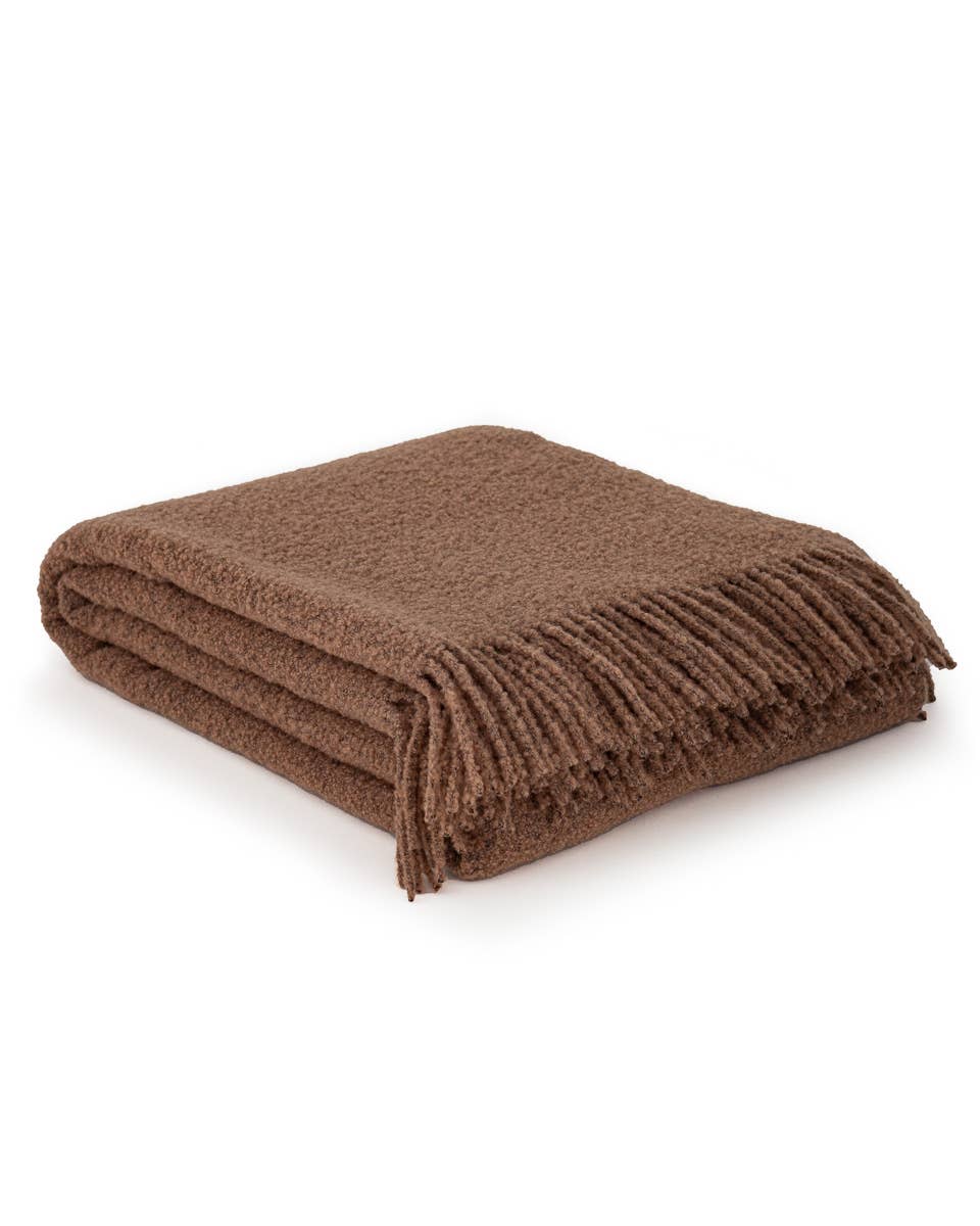 MoST - Wholesale Throw Blanket - Wool bouclé throw blanket PARIS brown0