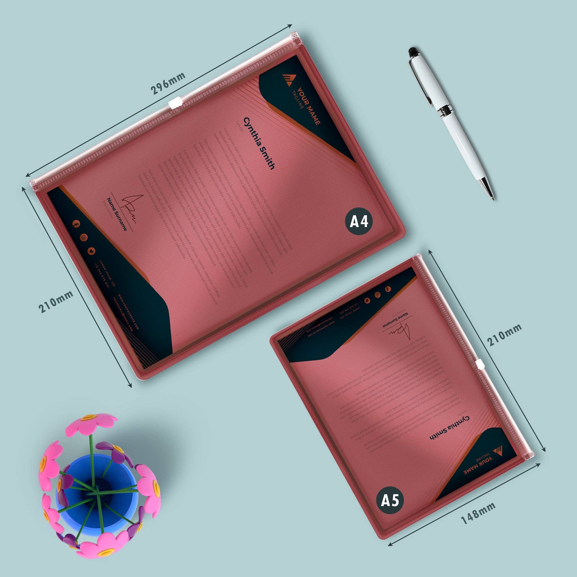 Ledsone - Wholesale Folders - 12 Pack Plastic Thick Zipper Document File Waterproof Folder ~528625