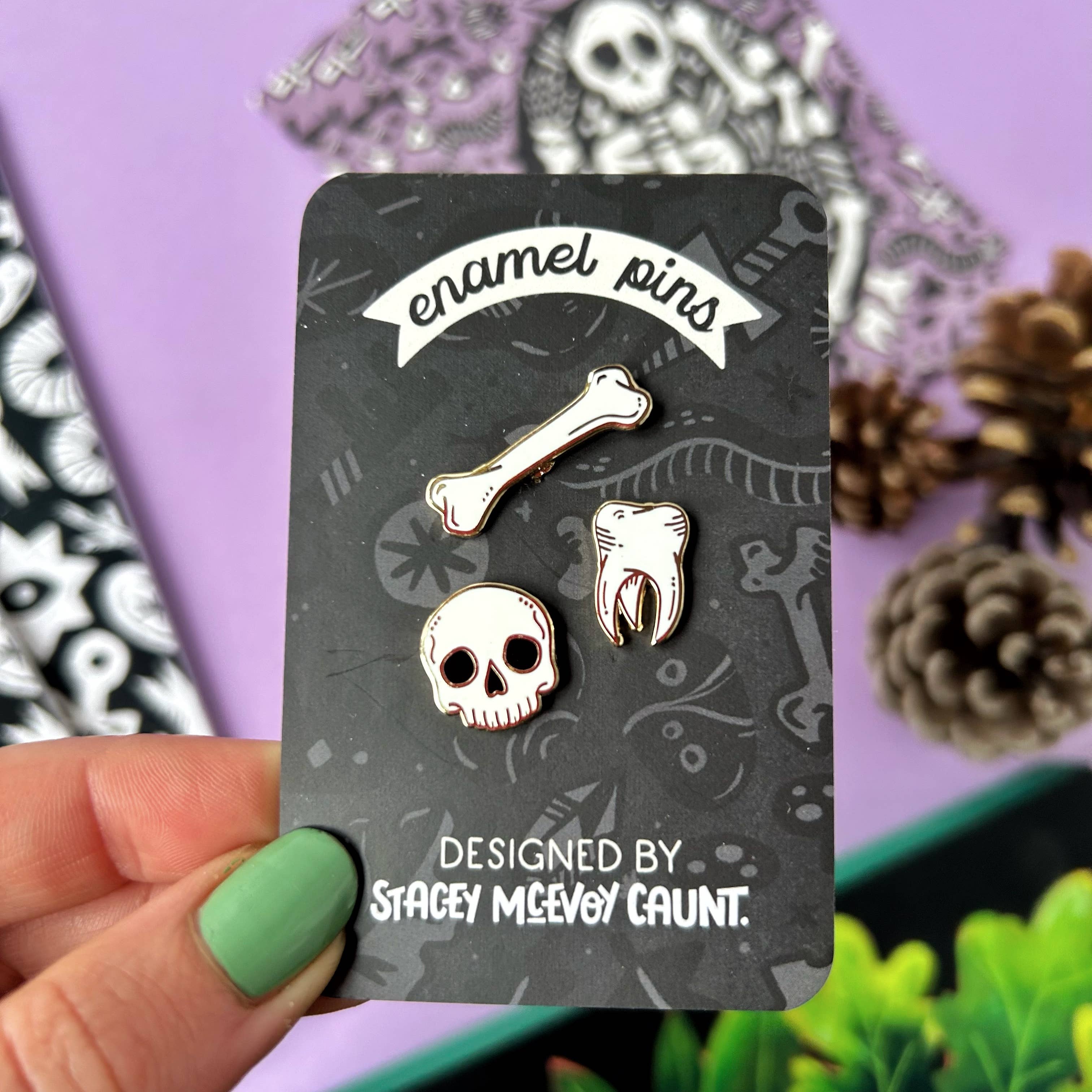 Stacey McEvoy Caunt - Wholesale Lapel Pin/Button - Bones Enamel Pin Set1