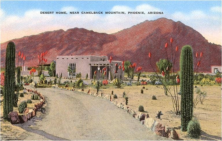 Found Image Press - Wholesale Art Print - Art Print AZ-126 Desert Home, Camelback Mountain, Phoenix