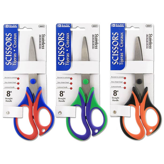 8" Two-Tone Soft Grip Stainless Steel Scissors for wholesale by Luna Office Supply - Everyday Essential