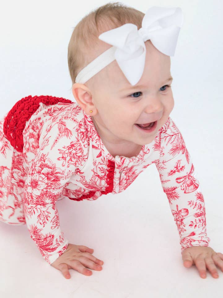 SoftSnooze™ Baby Girls Cotton Modal Red Jingle Toile the Way Footed Ruffle One Piece Pajama
for wholesale on Faire2