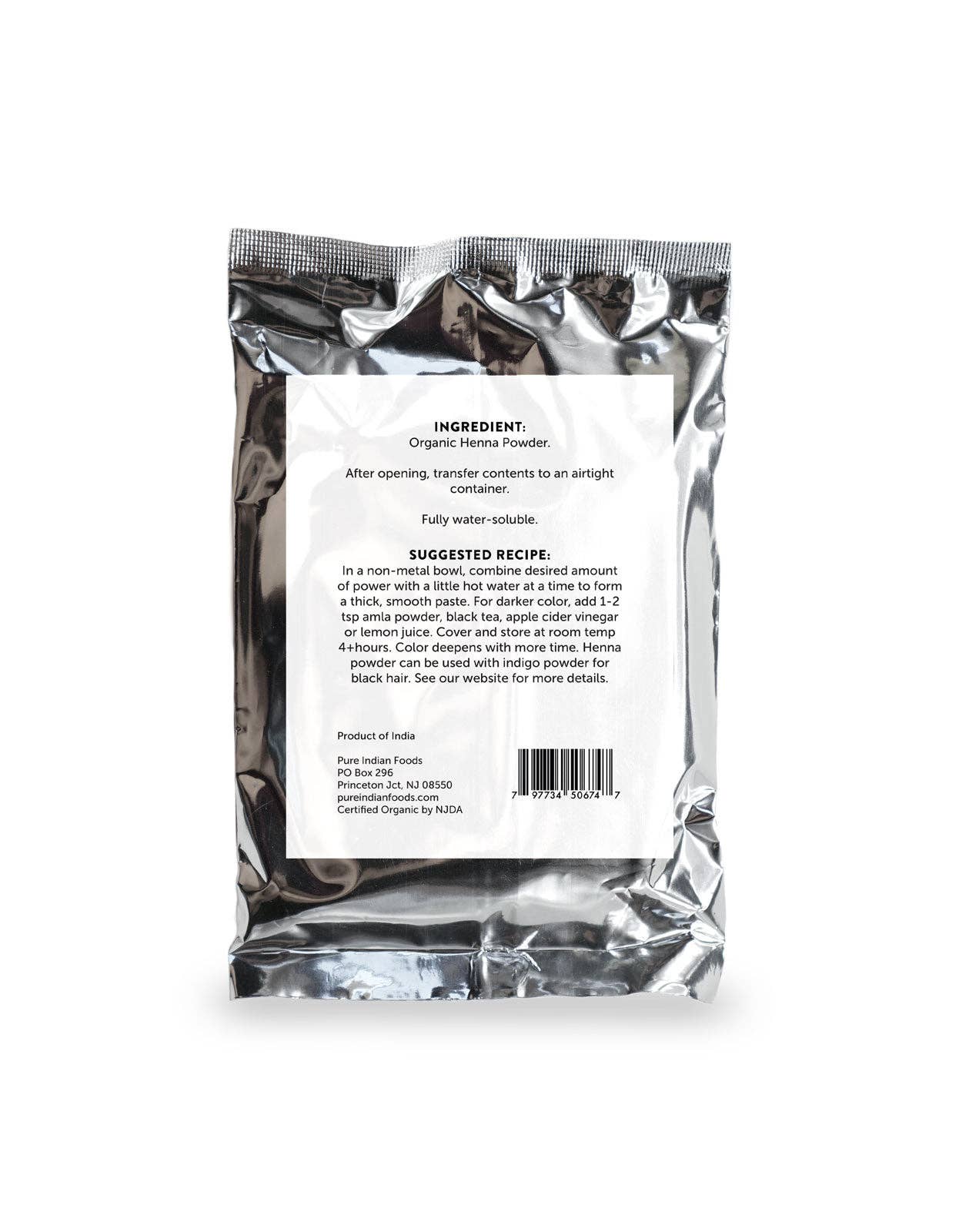 Pure Indian Foods - Wholesale Body Glitter/Shimmer - Henna (Mehndi) Powder, Certified Organic - 3.5 oz (100g)1