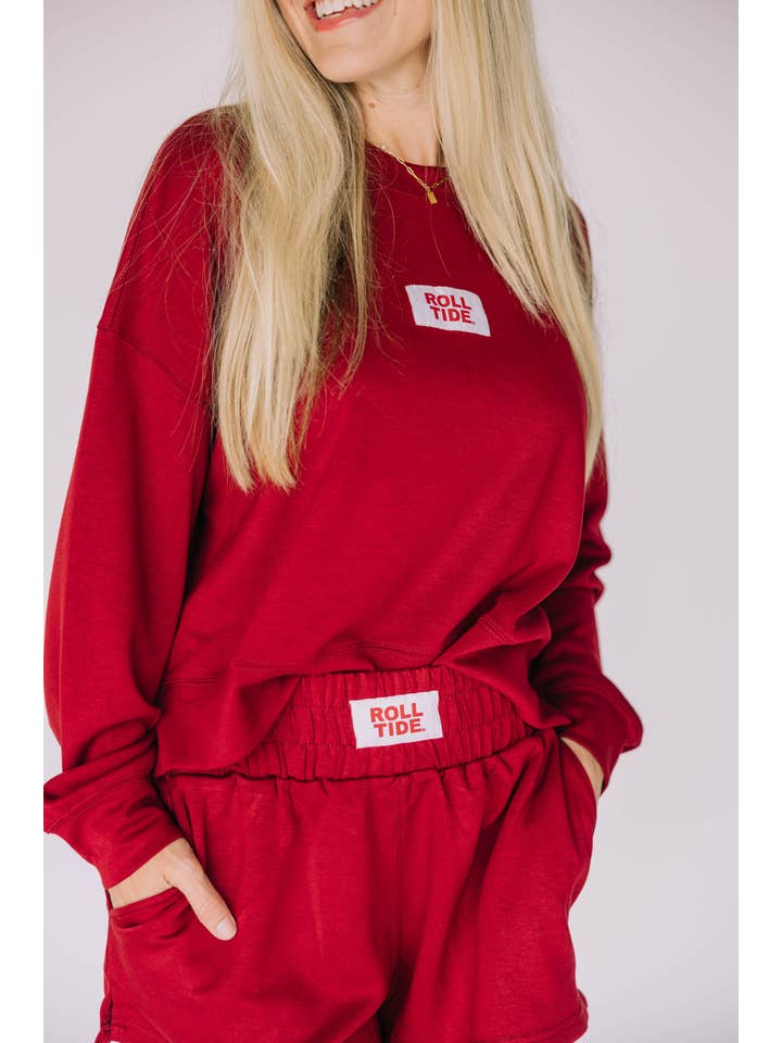 The Ava Airy Shorts Crimson | Roll Tide Woven Label for wholesale on Faire1