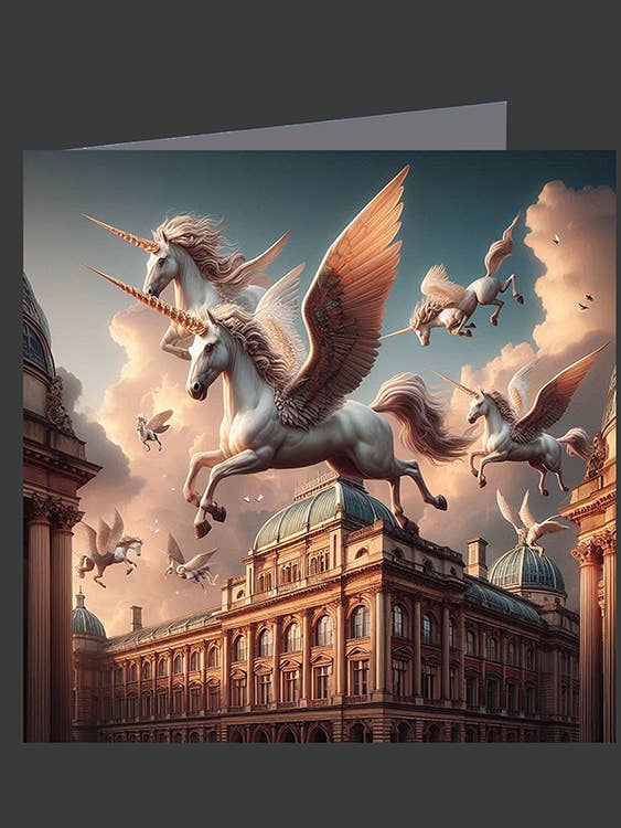 Einhörner über Galerie 001 / Grußkarte für den Großhandel von Eliot Siegel & The British Art Gallery