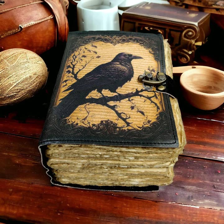 MNM HANDICRAFTS - Wholesale Journal/Diary - Leather Journal Gothic Notebook The Raven Grimoire shadow4