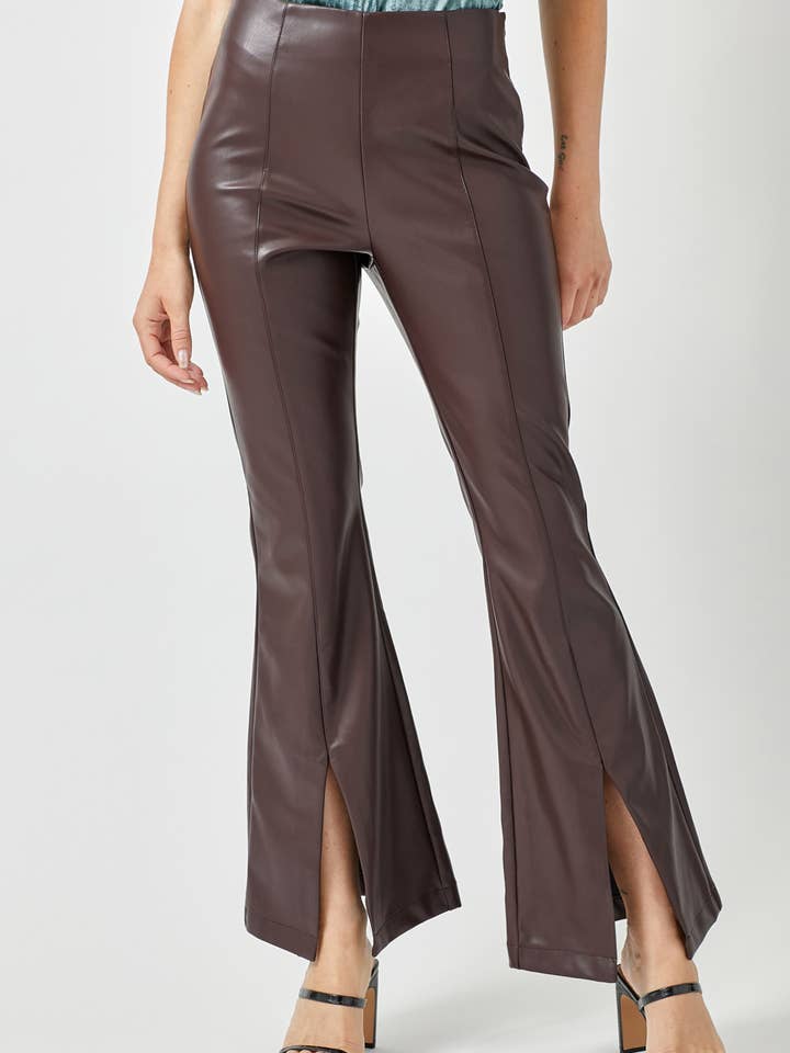 60318 Flare Leather Pants for wholesale by Mystree