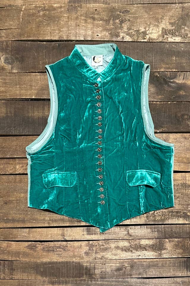 Jaded Gypsy - Wholesale Outerwear Vest - Women's - Mesmerized Velvet Vest - Teal