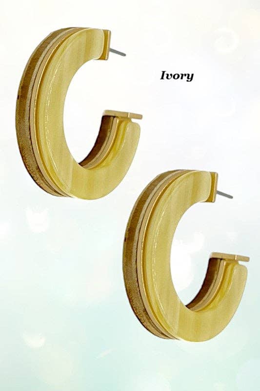 Andrea Bijoux – wholesale Hoop earrings – Acetate Wood Accent Semi Hoop Earring5