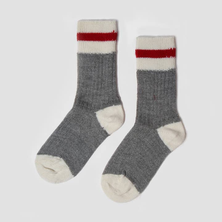Kids Mountain Socks - Red Stripe for wholesale by Muttonhead