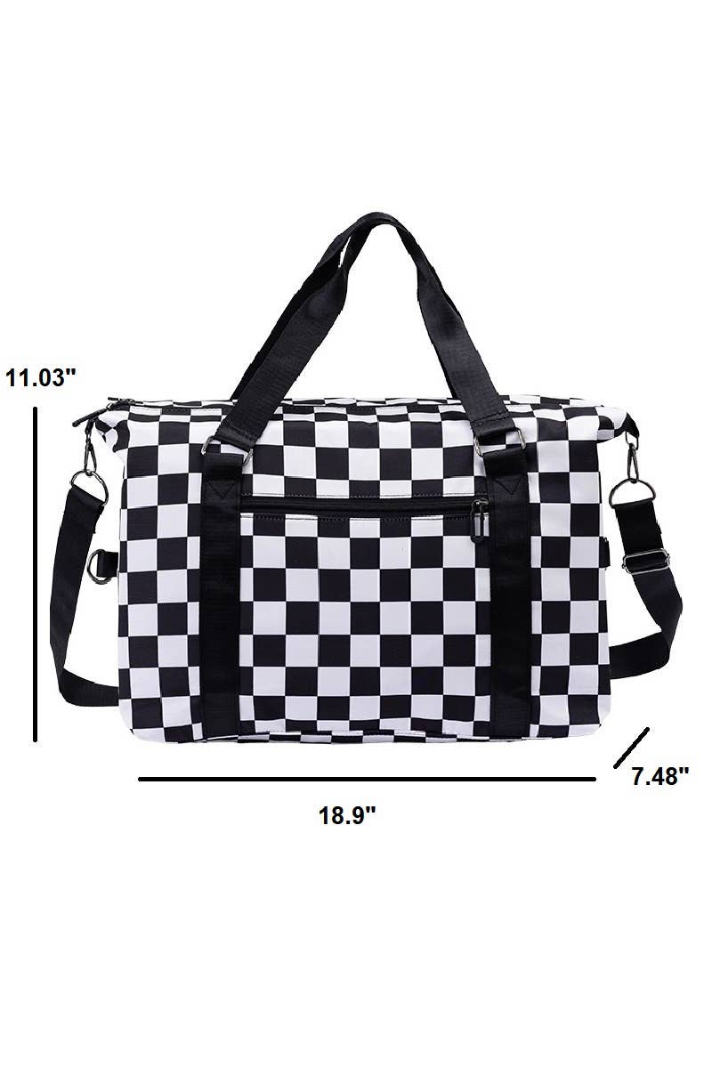 42POPS - Wholesale Shoulder Bag - Women's - `.Large Capacity Checkered Travel Duffle Bag With Sho4