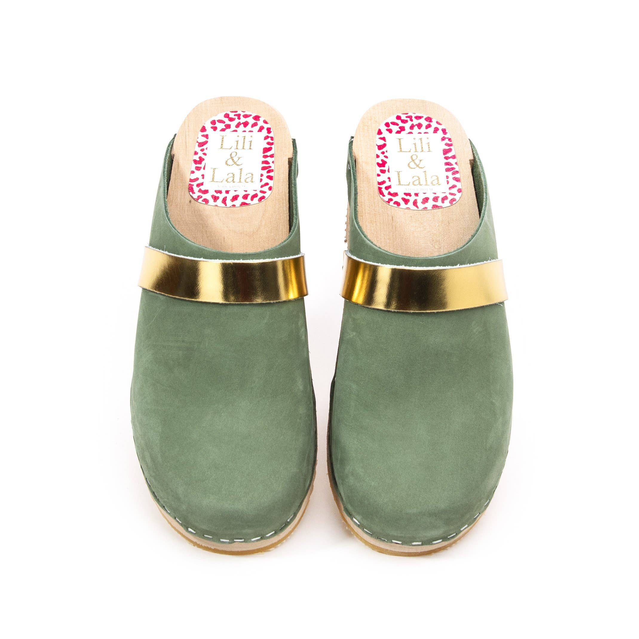 Lili & Lala - Wholesale Clogs - Women's - Malmö moss green and gold1