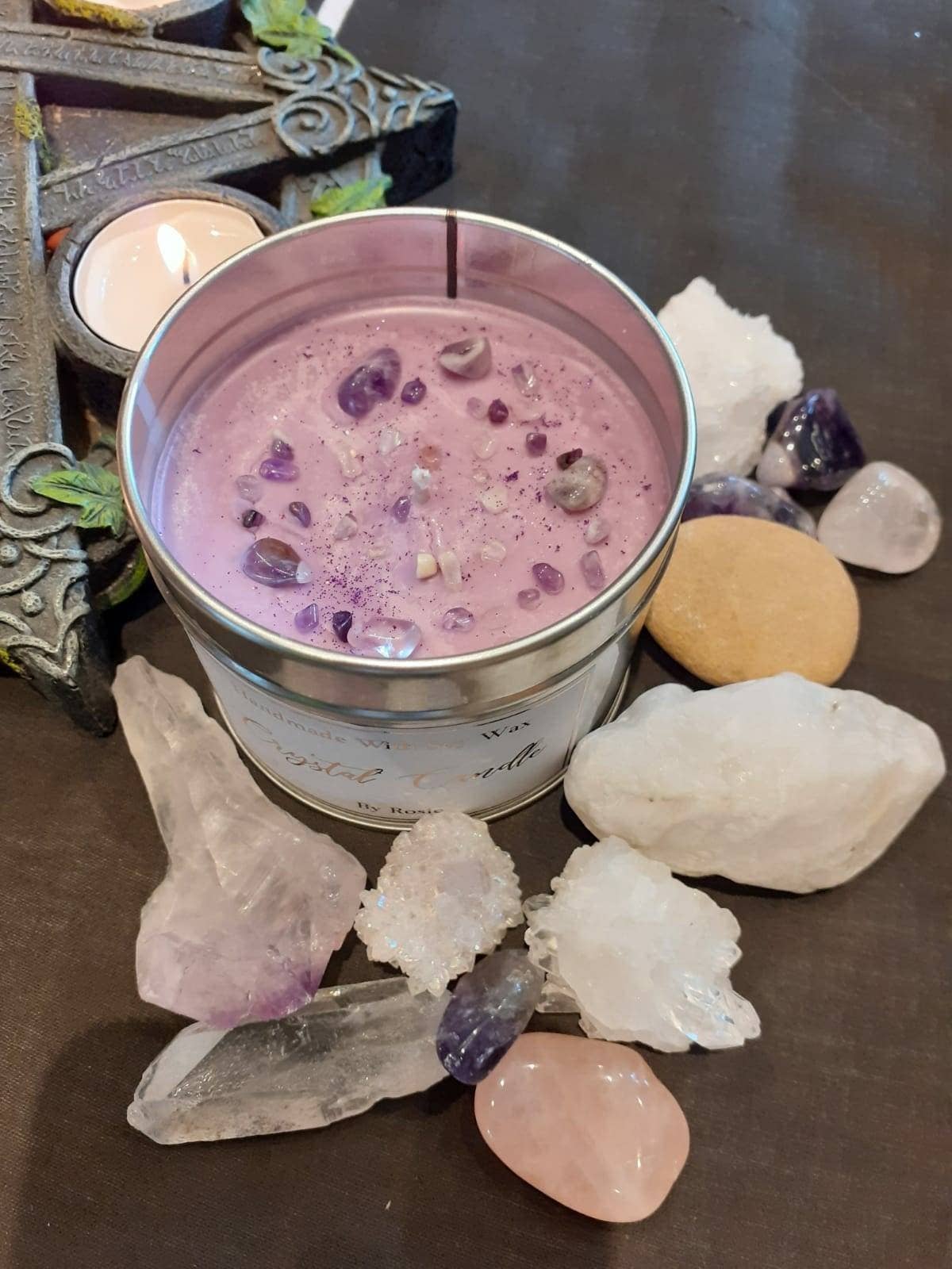 Cosy Rosie Candles - Wholesale Travel Candles - Amethyst Crown Chakra Candle Sandalwood Scented Purple2