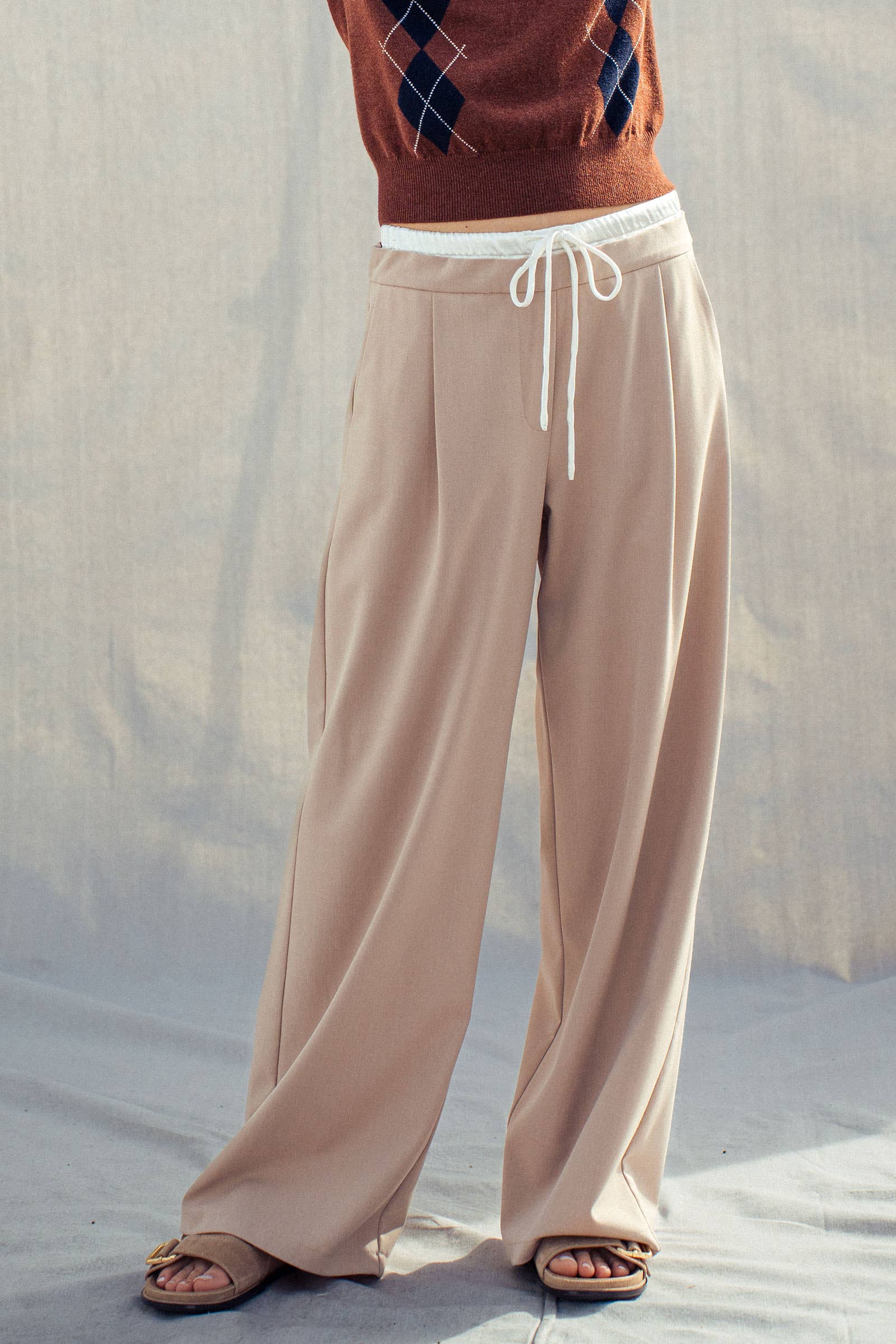 Urban Daizy - Wholesale Pants - Women's - Relaxed Wide-Leg Drawstring Trousers2