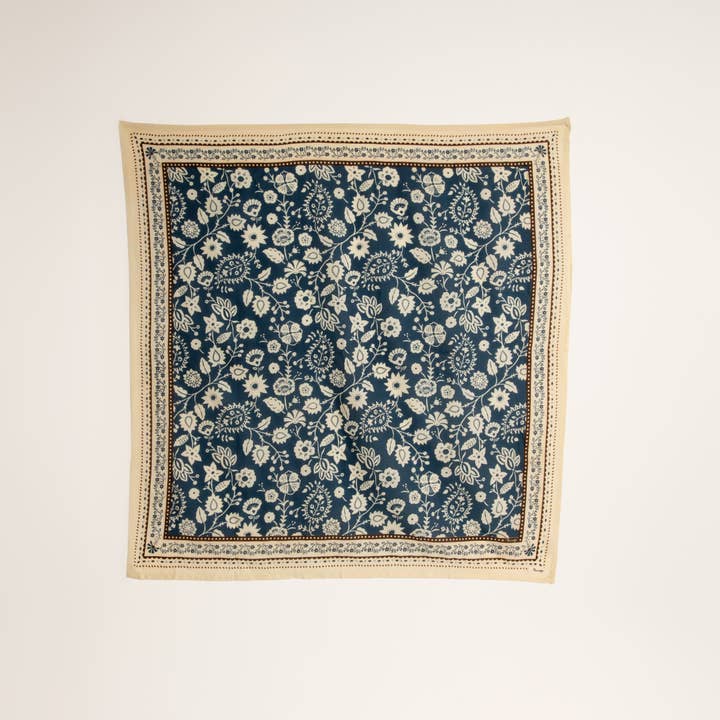 Maradji - Wholesale Scarf - Women's - STORM BLUE COTTON TWILL SCARF INDIENNES12