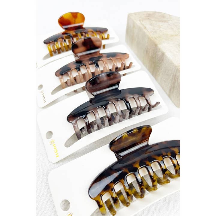 MIX COLOR Tortoise Shell Pattern Leopard Hair Clips for wholesale on Faire