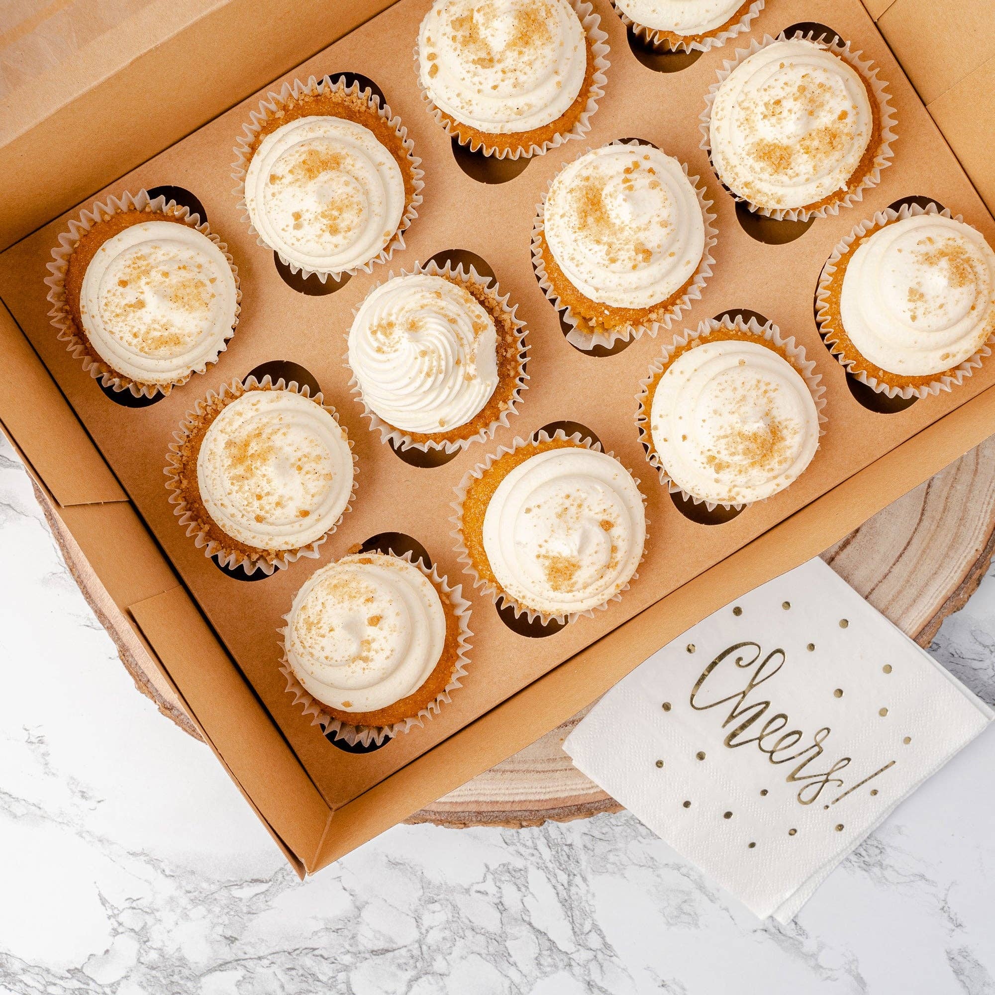 Cupcake Carrier 25 Pack with 12-Cupcake Insert Tray - Brown for wholesale on Faire3