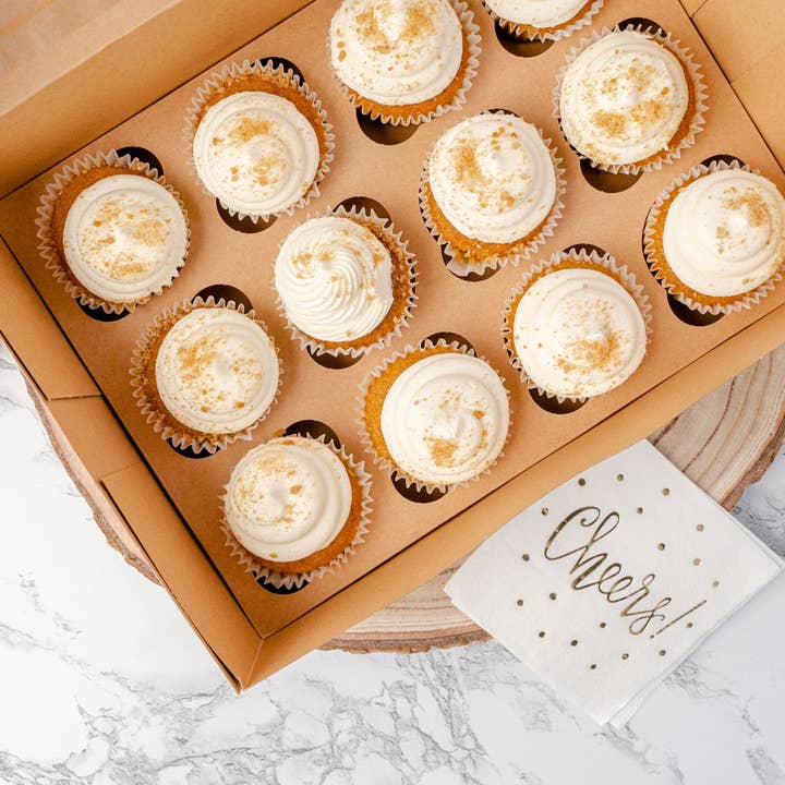 Cupcake Carrier 25 Pack with 12-Cupcake Insert Tray - Brown for wholesale on Faire3